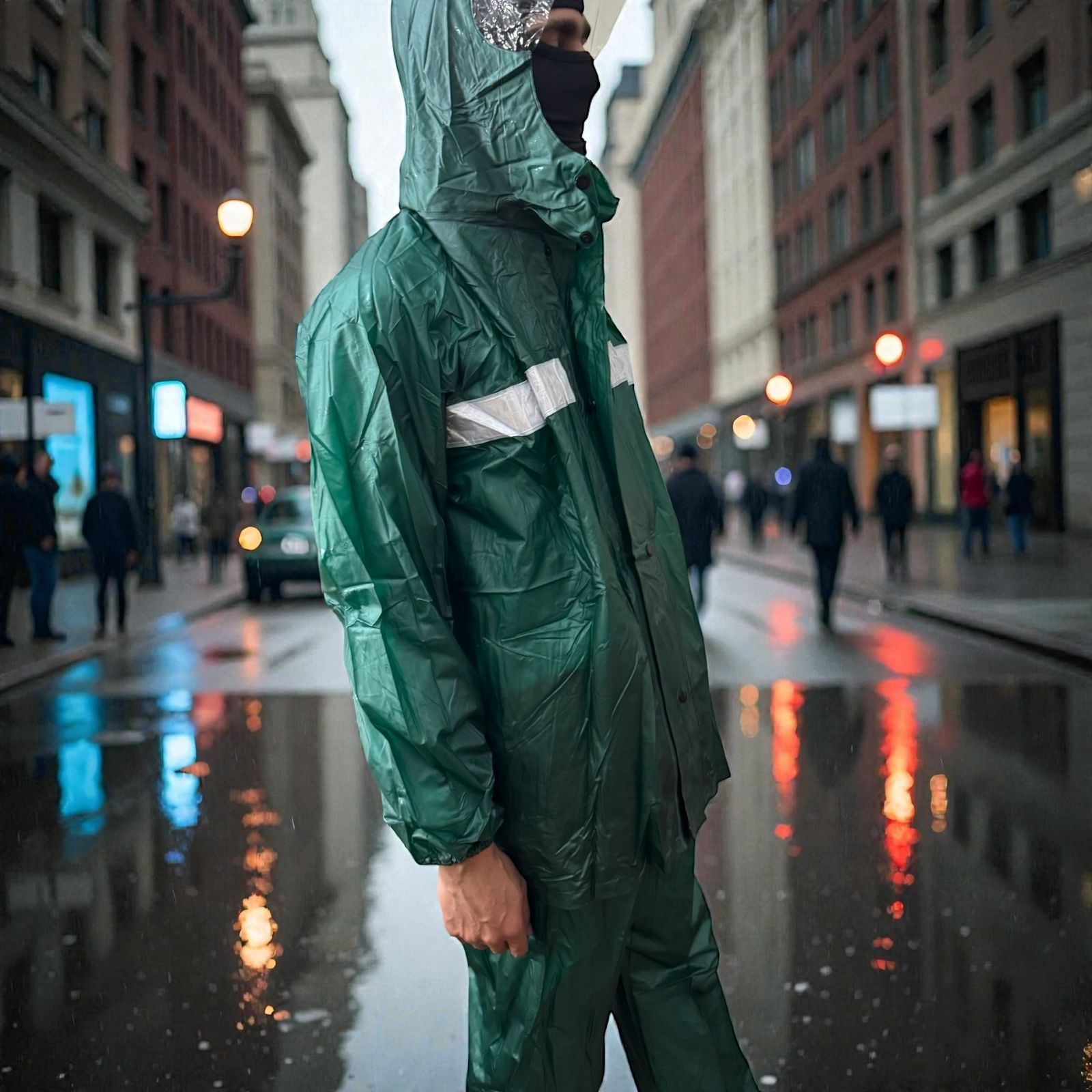 Heavy Duty Waterproof Raincoat Suit – Reflective Hooded Rain Jacket & Pants Set