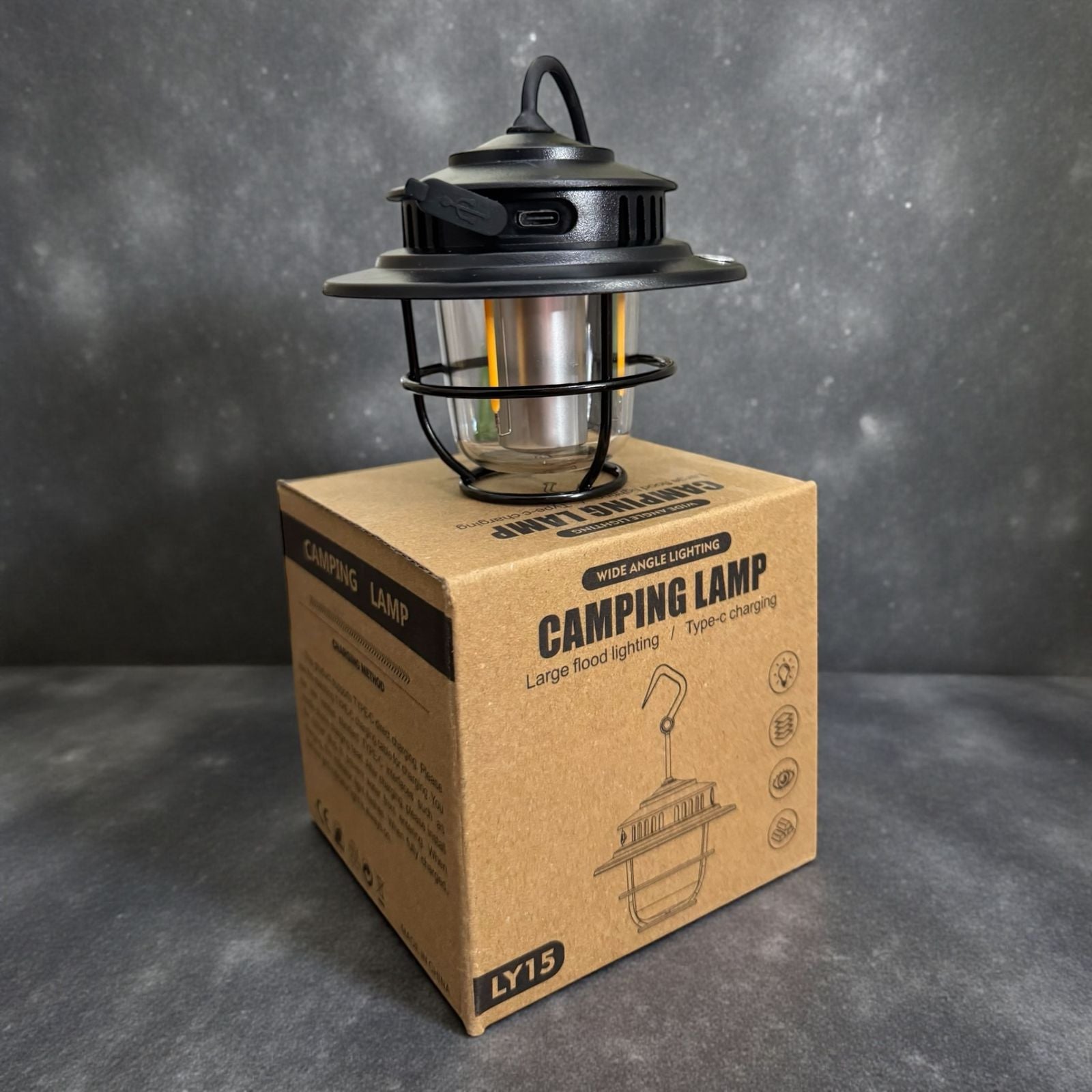 Rechargeable LED Camping Lantern – Type-C Charging, 360° Wide-Angle Outdoor Light