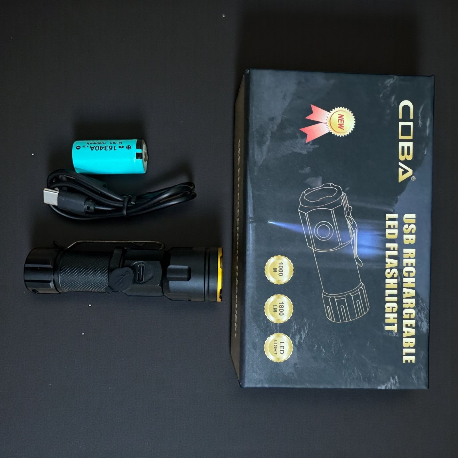 COBA USB Rechargeable LED Flashlight – High Brightness Tactical Torch
