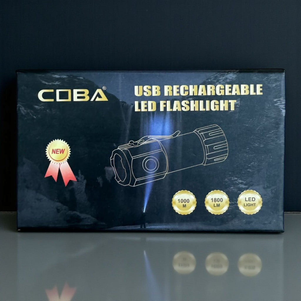 COBA USB Rechargeable LED Flashlight – High Brightness Tactical Torch