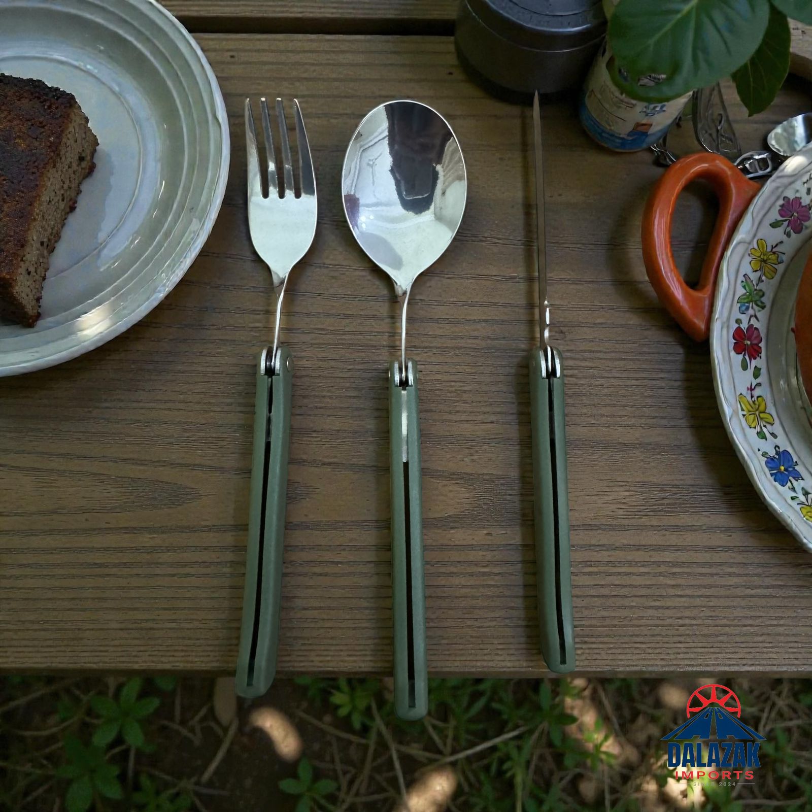 Foldable Camping Cutlery Set with Pouch – Stainless Steel Spoon, Fork & Knife for Outdoor & Travel