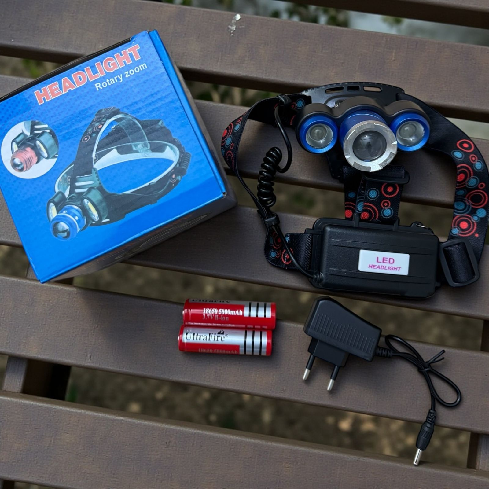 Rechargeable LED Headlamp with Rotary Zoom – Powerful Headlight for Camping & Hiking