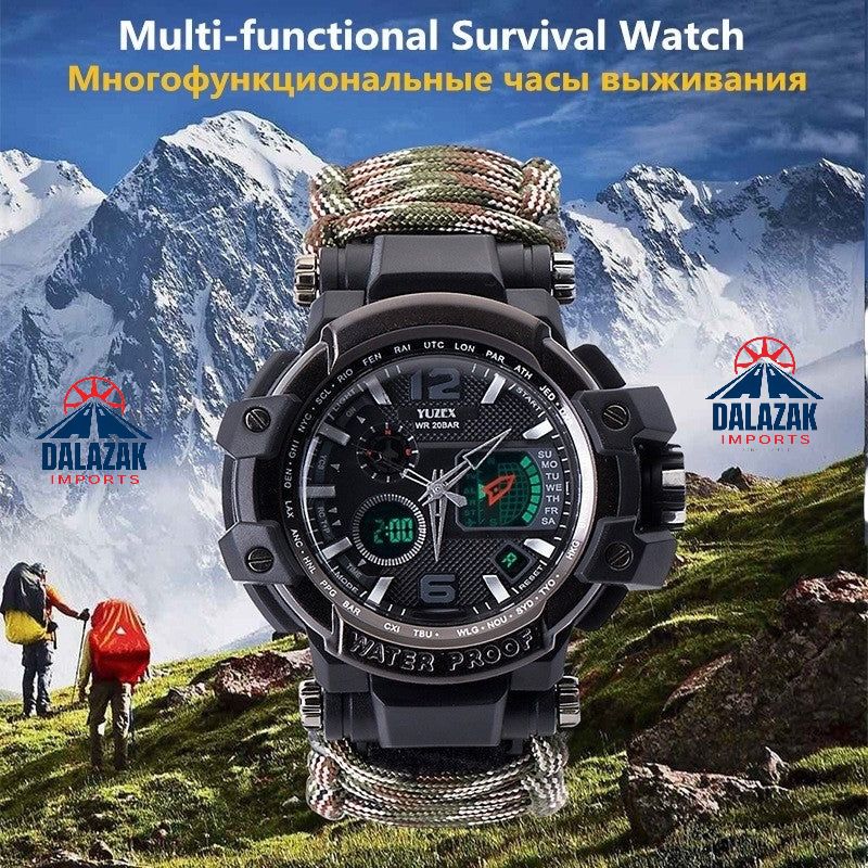 Multifunction Tactical G3 Paracord Survival Watch with Compass & Fire Starter- G