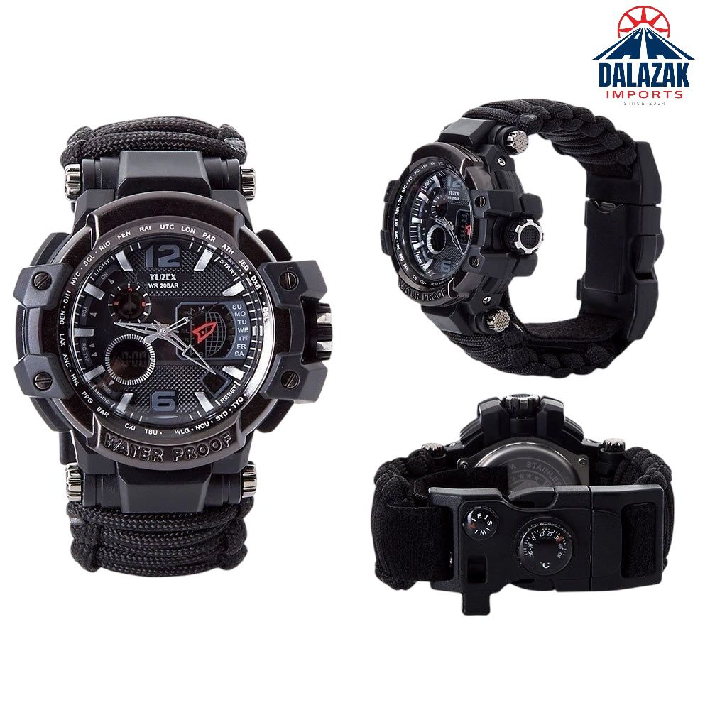 Multifunction Tactical G3 Paracord Survival Watch with Compass & Fire Starter- G