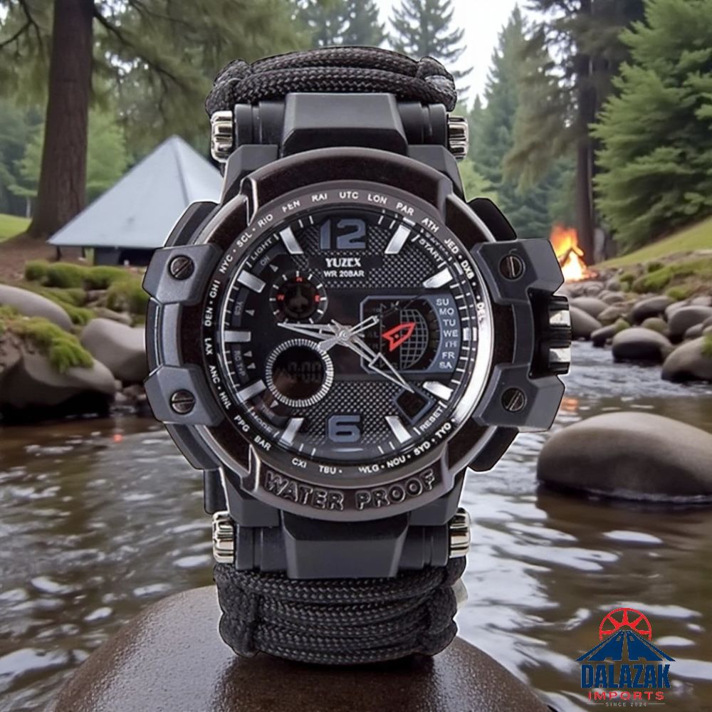 Multifunction Tactical G3 Paracord Survival Watch with Compass & Fire Starter- G