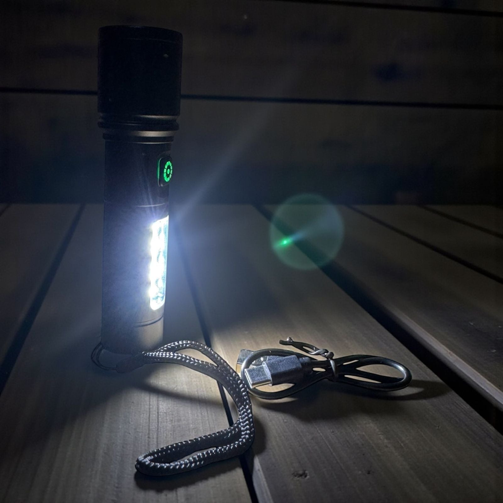 USB Rechargeable Tactical LED Flashlight with COB Side Light – Camping, Emergency & Outdoor Torch