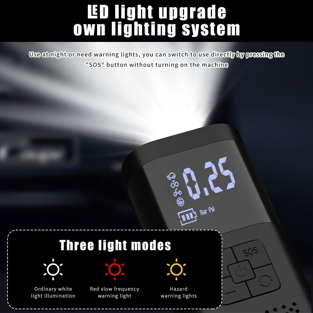 150 PSI Smart Wireless Air Pump – Portable Digital Tire Inflator with LED Light