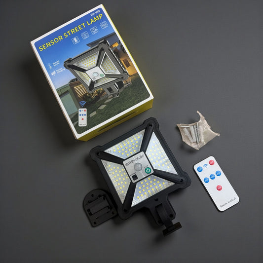 Solar Sensor Street Light with Motion Detection & Remote Control – Outdoor Waterproof LED Wall Lamp v-96