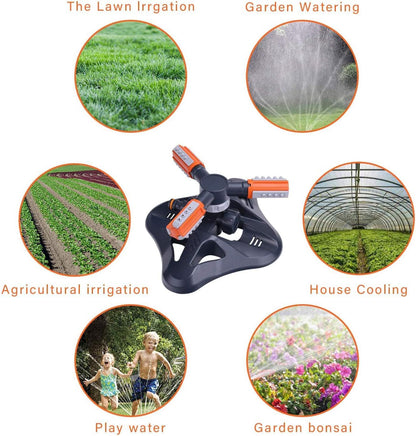 360° Rotating Lawn Sprinkler with Adjustable Nozzles – Automatic Garden Water Sprayer