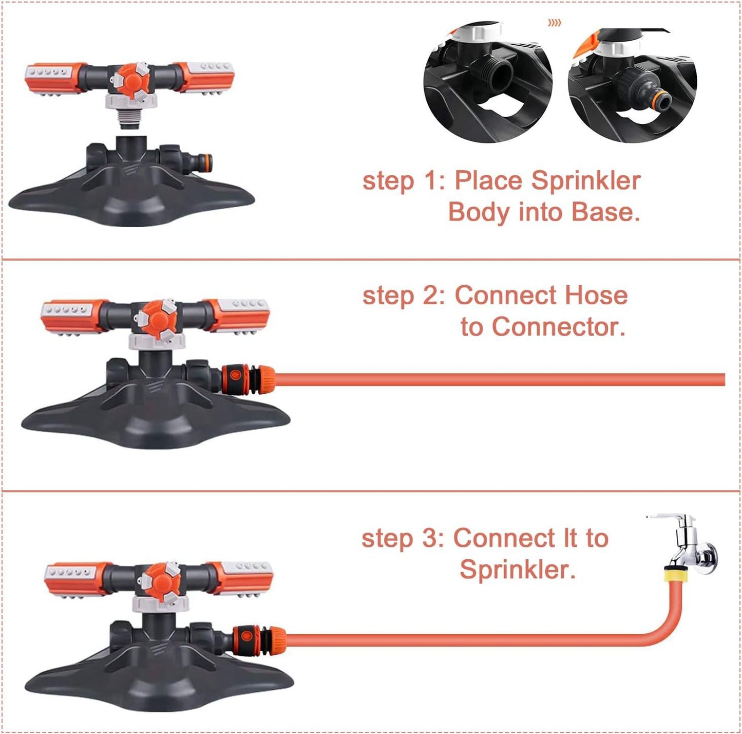 360° Rotating Lawn Sprinkler with Adjustable Nozzles – Automatic Garden Water Sprayer