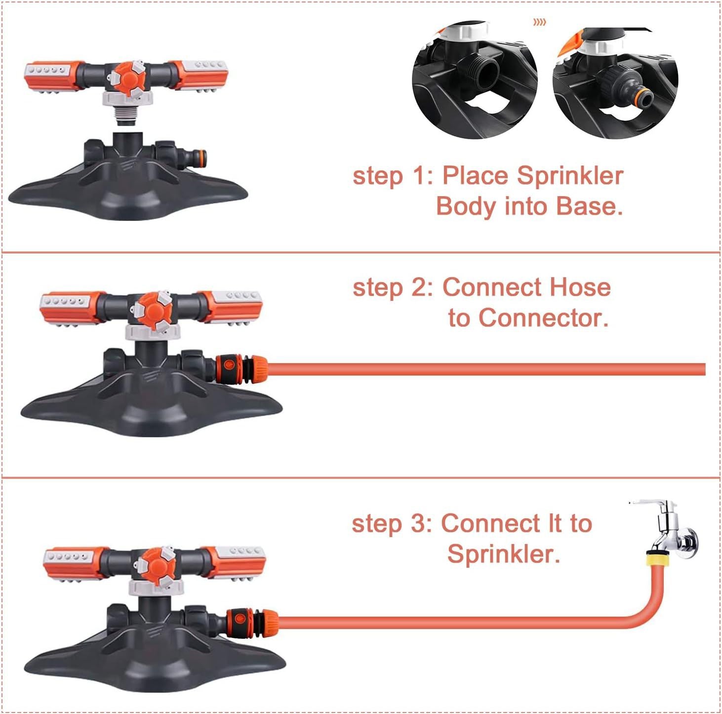 360° Rotating Lawn Sprinkler with Adjustable Nozzles – Automatic Garden Water Sprayer