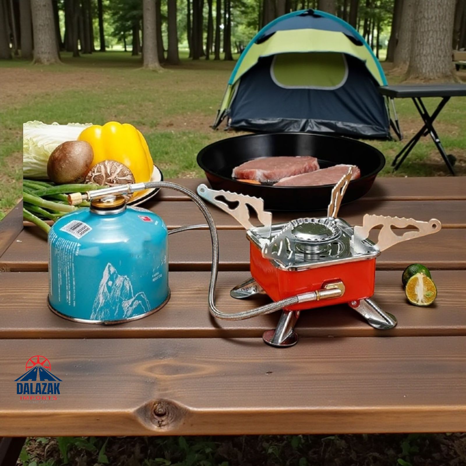 Portable Camping Gas Stove K-202 | Compact Card Type Outdoor Cooker with Adapter