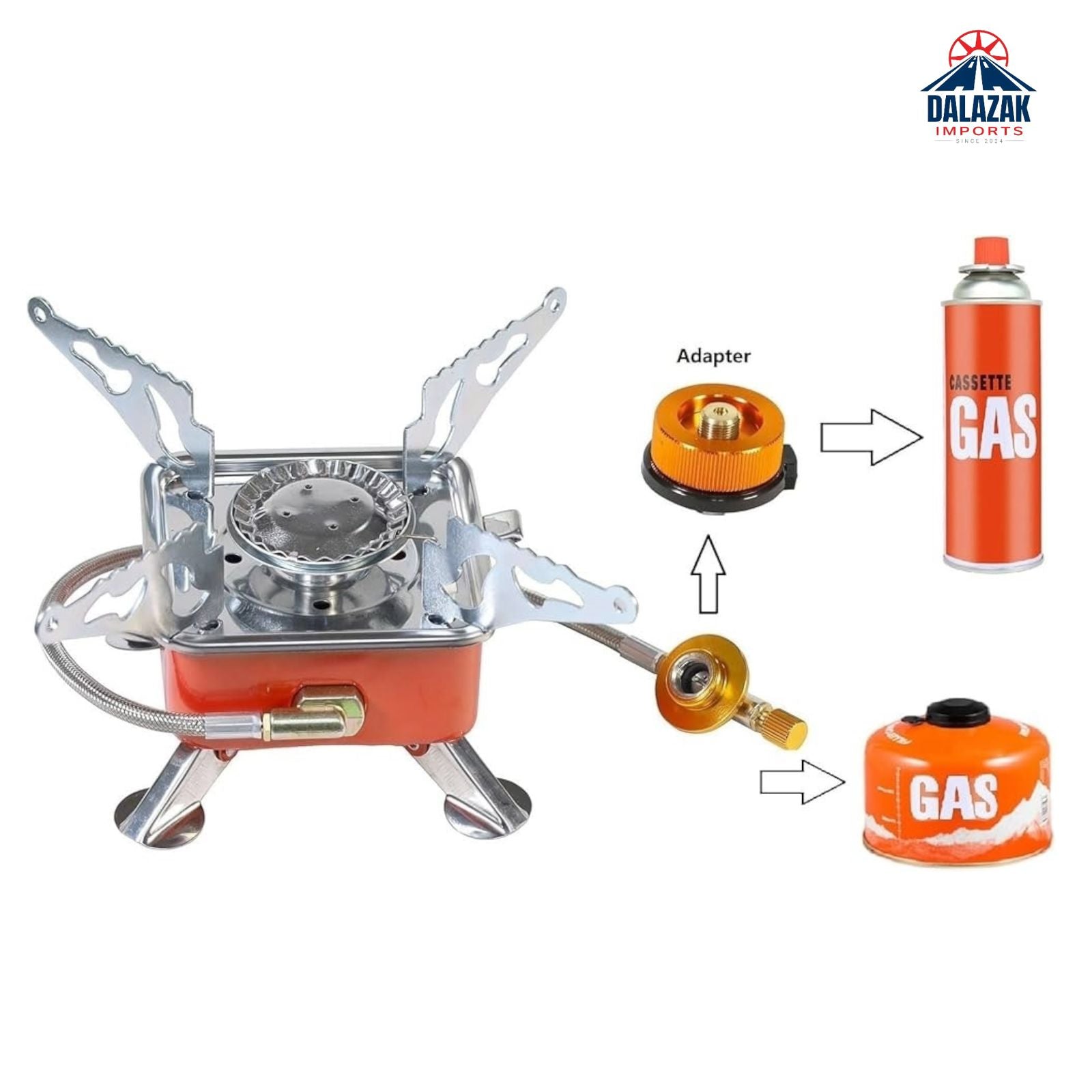 Portable Camping Gas Stove K-202 | Compact Card Type Outdoor Cooker with Adapter