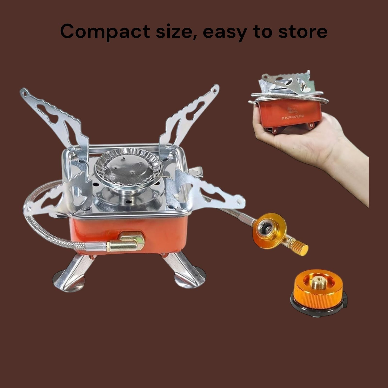 Portable Camping Gas Stove K-202 | Compact Card Type Outdoor Cooker with Adapter