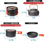 Camping Cooking Set Outdoor | Portable Lightweight Camping Cookware Set with Kettle, Pot & Frying Pan 512