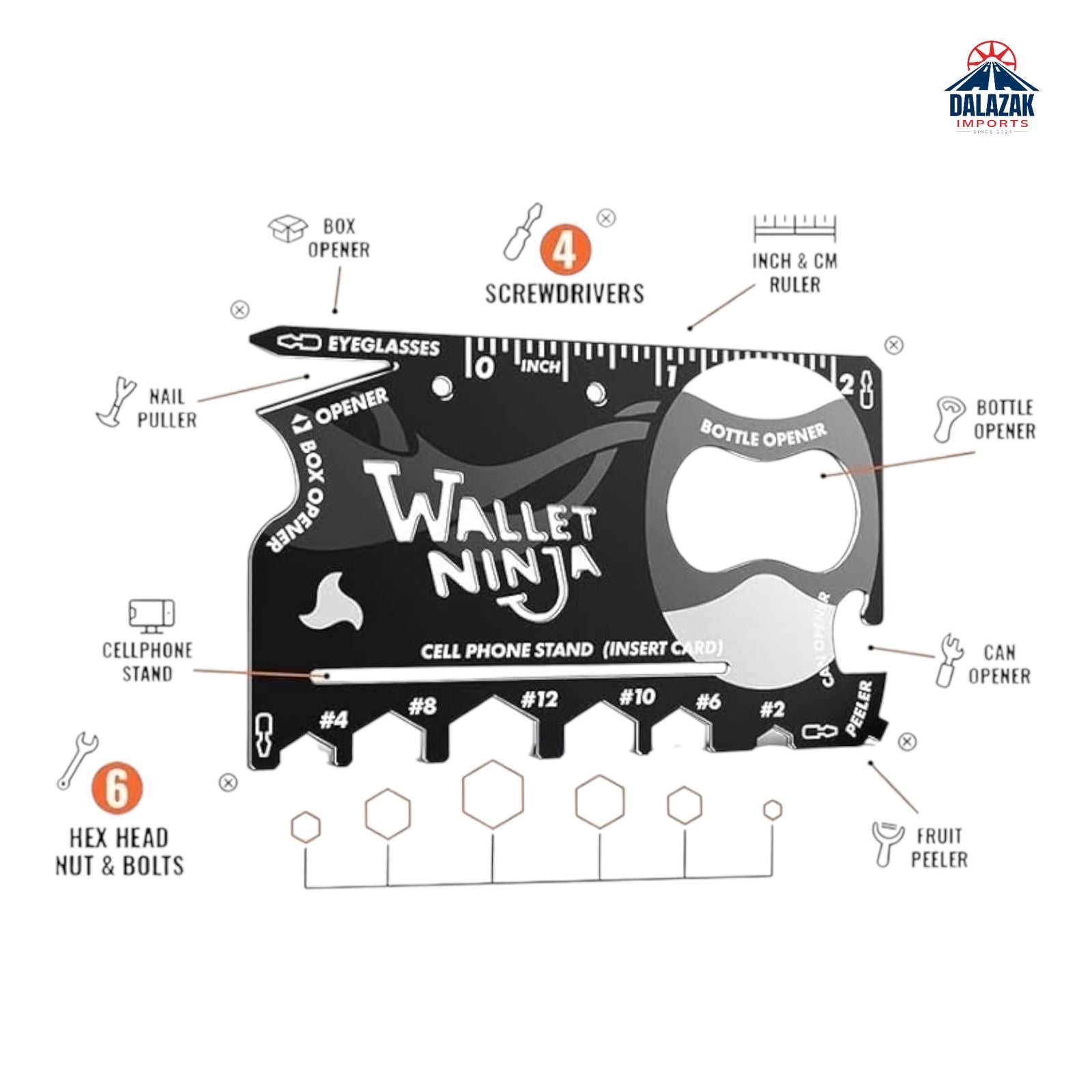 Wallet Ninja 18-in-1 Credit Card Multitool | Pocket Survival Tool