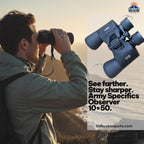 Army Observer 10x50 Binoculars – Military Style Powerful Long Range Viewing