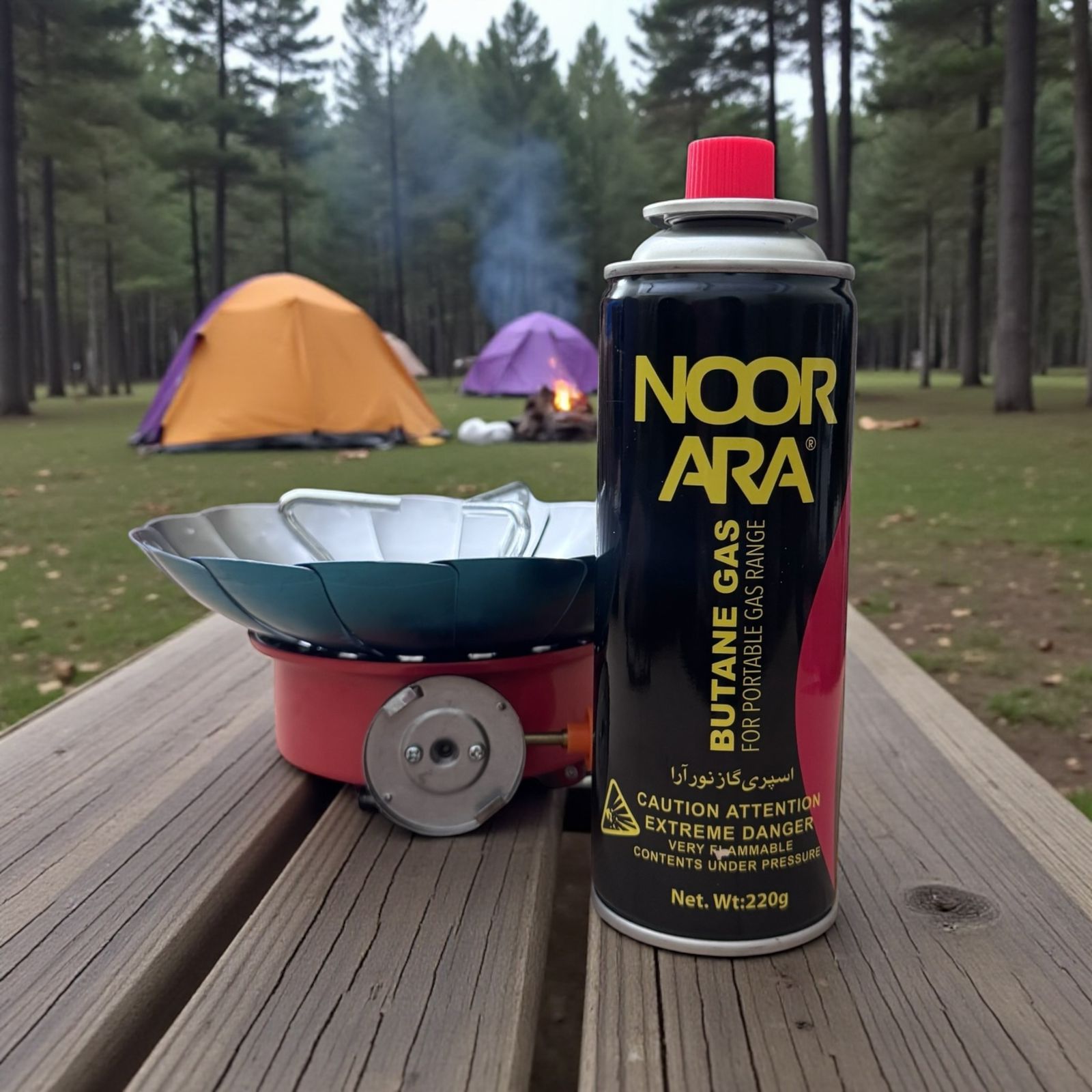Noor Ara Butane Gas Canister 220g – Portable Fuel for Camping & Gas Stoves