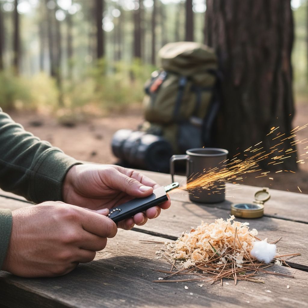 2-in-1 Magnesium Fire Starter & Steel Striker | Compact Survival Fire Starter Tool