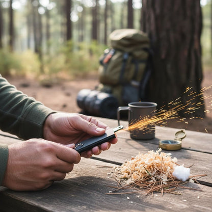 2-in-1 Magnesium Fire Starter & Steel Striker | Compact Survival Fire Starter Tool