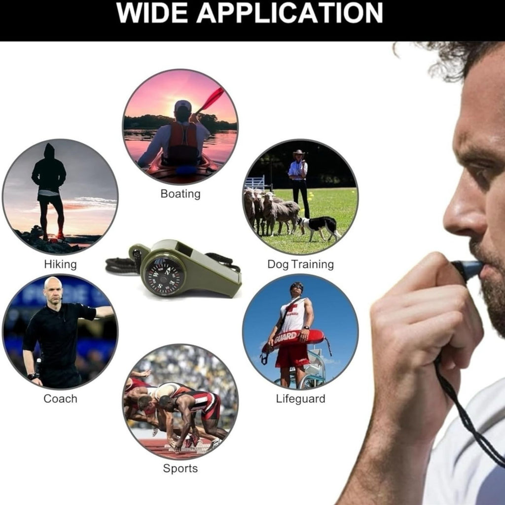 2-in-1 Survival Whistle with Compass & Thermometer | Emergency Outdoor Safety Tool