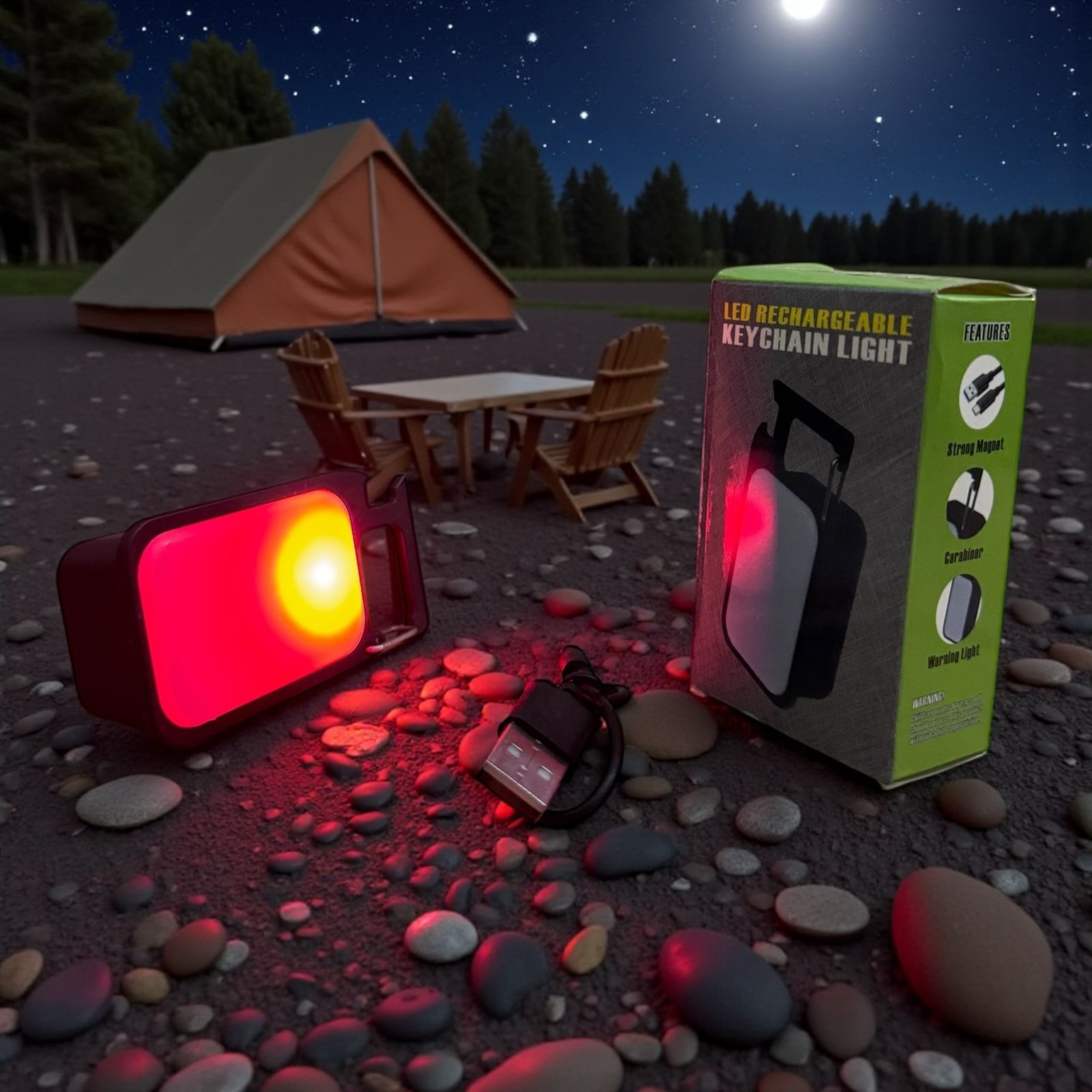 LED Rechargeable Keychain Light with Magnet & Carabiner