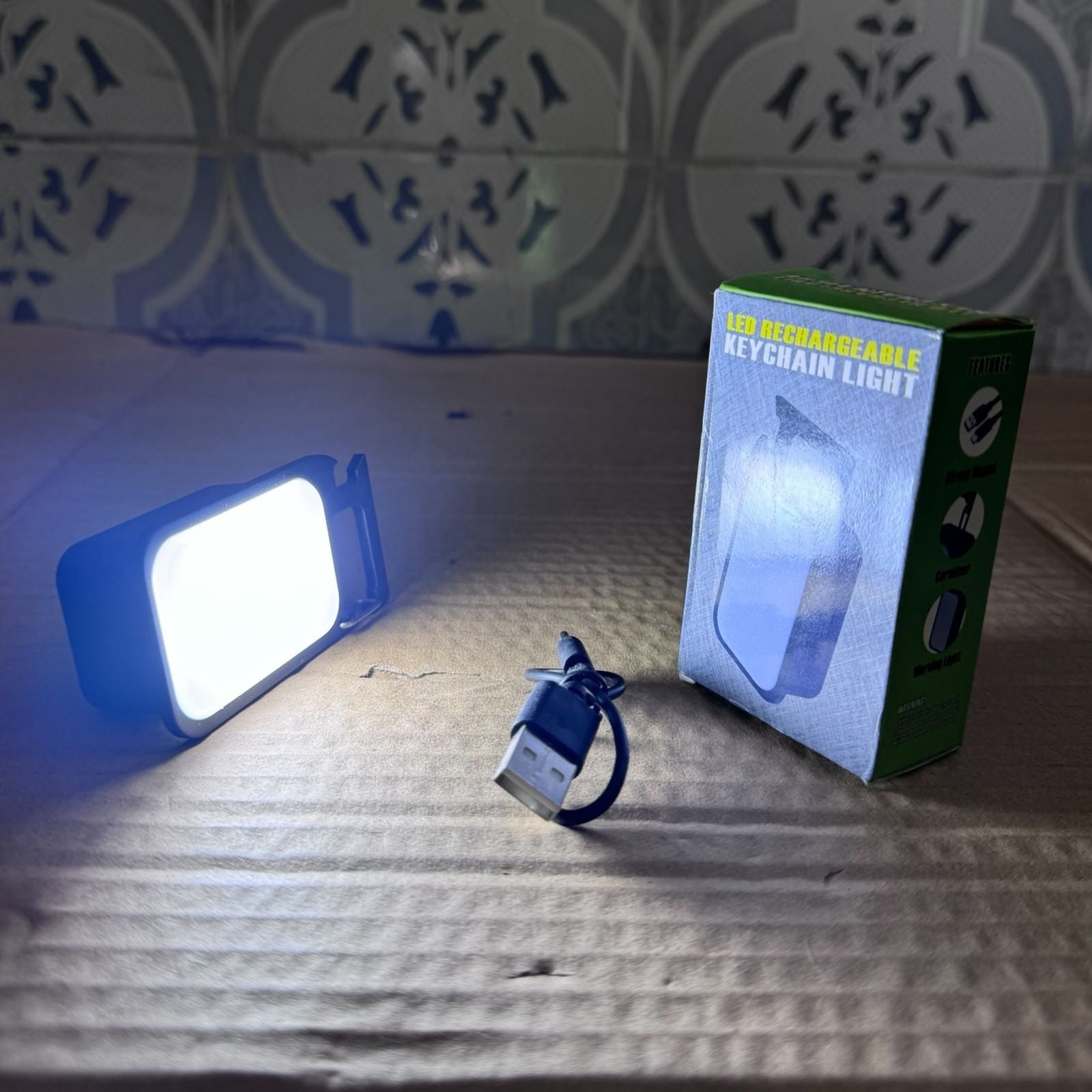 LED Rechargeable Keychain Light with Magnet & Carabiner