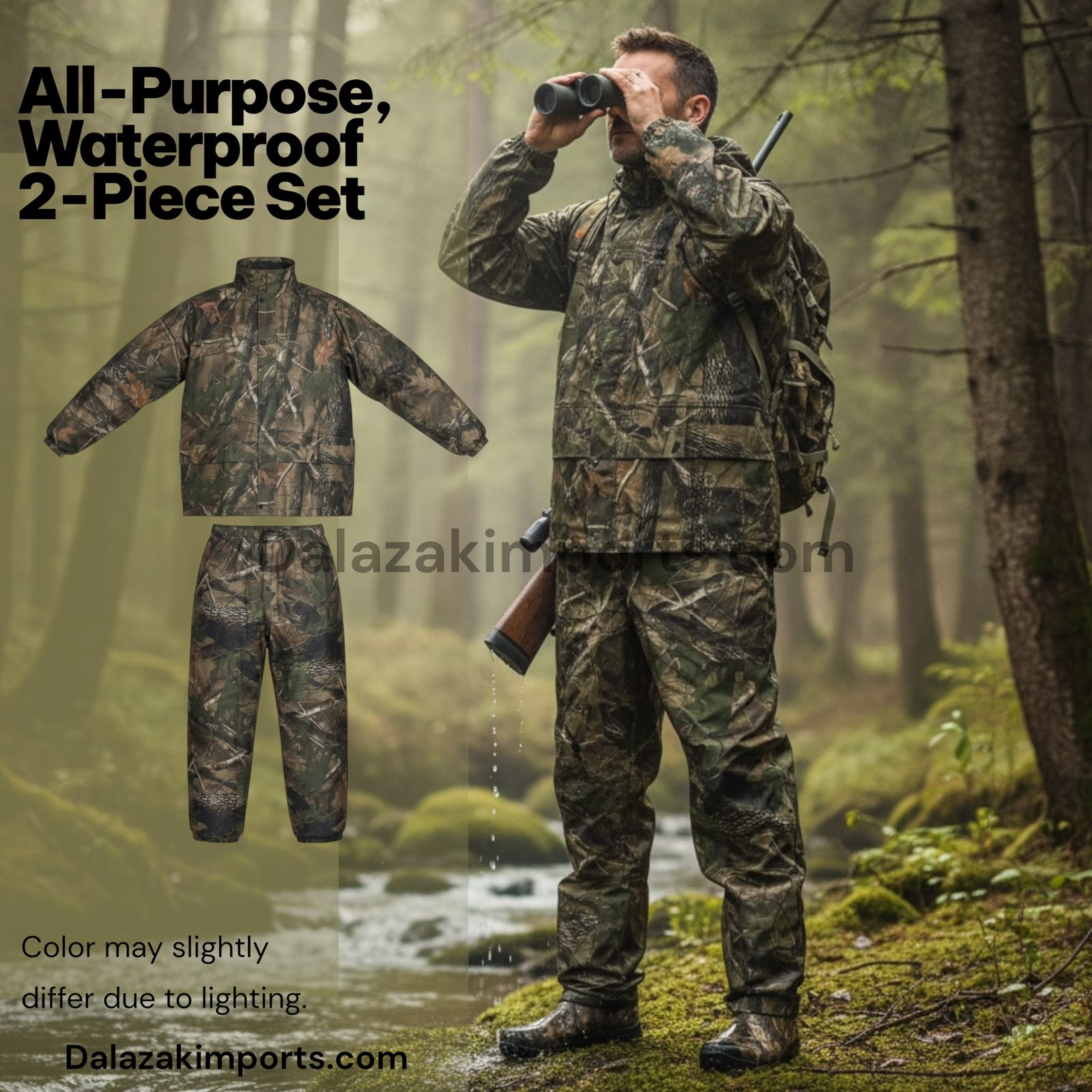 All-Purpose Waterproof Camouflage Hunting Suit – 2-Piece Set