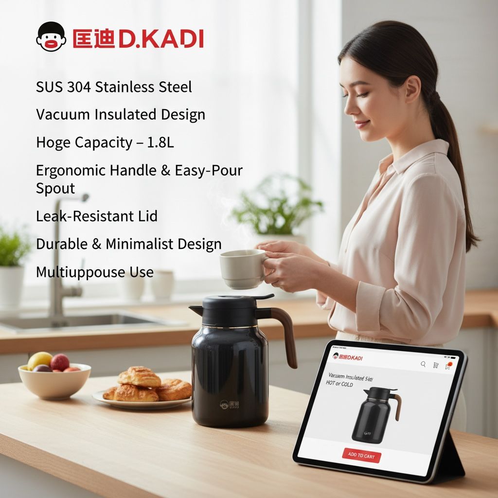D KADI Vacuum Flask 1.8L Stainless Steel | Hot & Cold Thermal Jug in Pakistan
