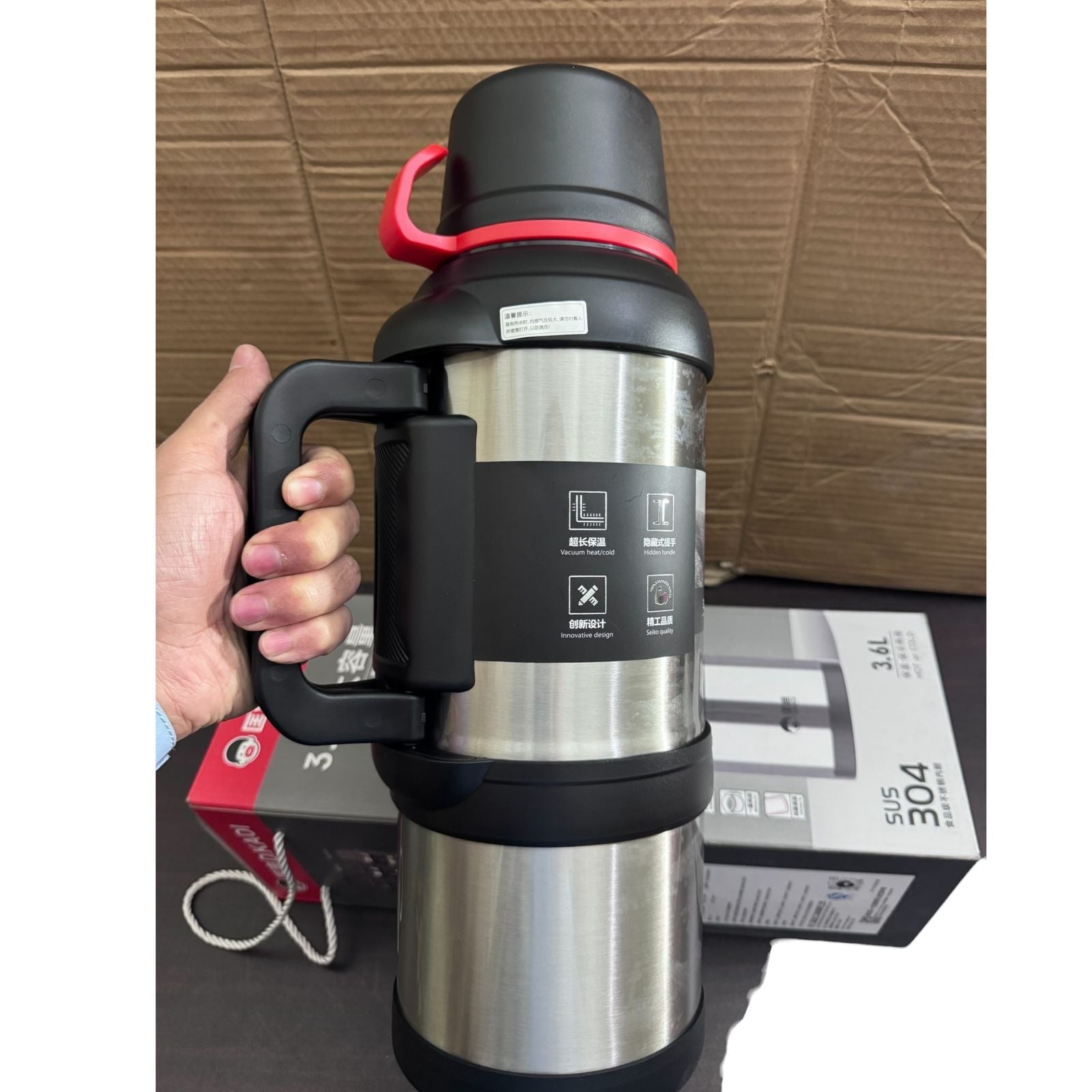 D KADI 3.6L Stainless Steel Vacuum Flask – 48 Hours Hot & Cold Thermal Bottle for Travel & Outdoor Use