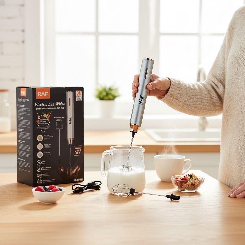 RAF R.394W Electric Egg Whisk 2-in-1 | Rechargeable Milk Frother in Pakistan