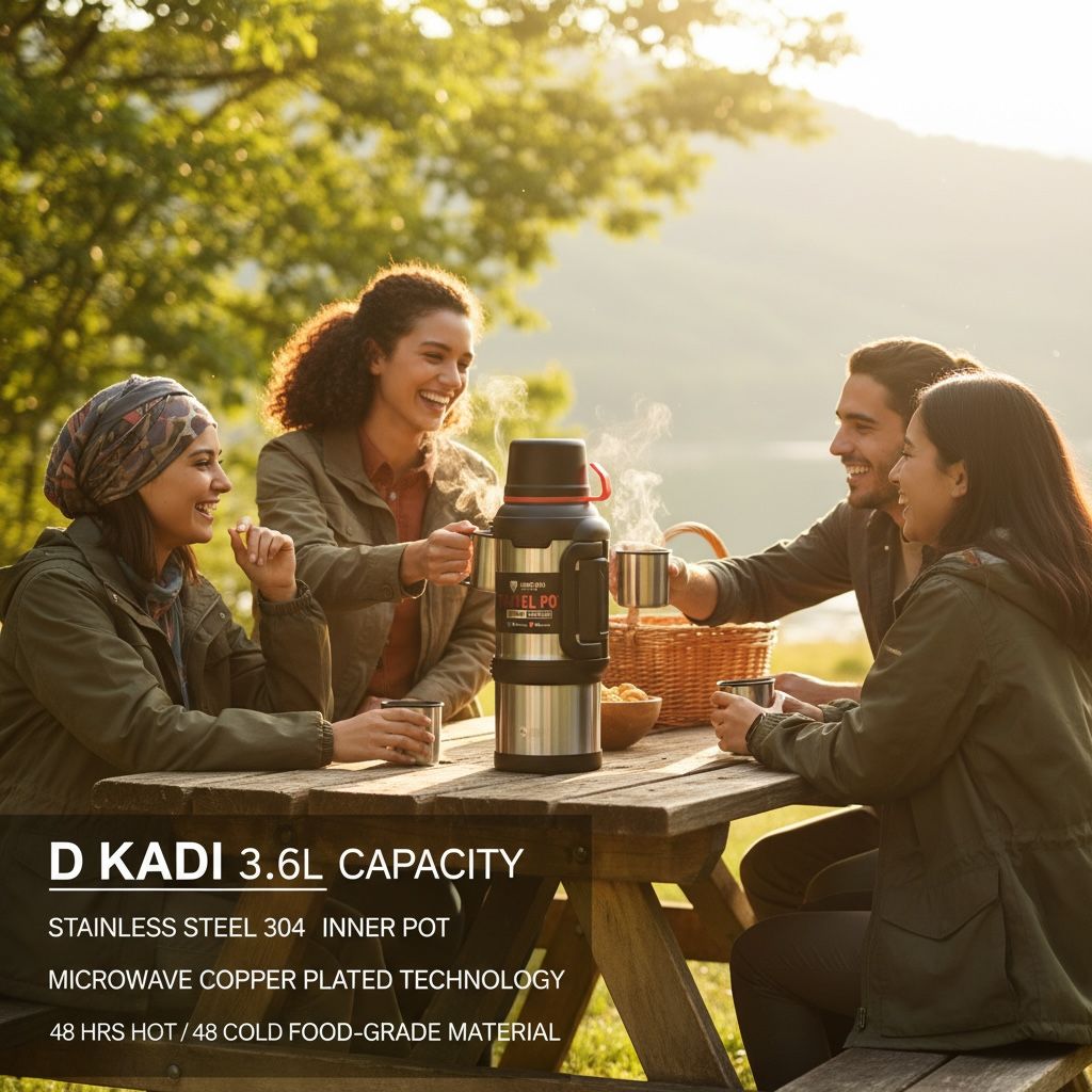 D KADI 3.6L Stainless Steel Vacuum Flask – 48 Hours Hot & Cold Thermal Bottle for Travel & Outdoor Use