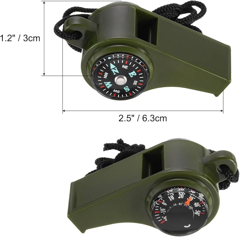 2-in-1 Survival Whistle with Compass & Thermometer | Emergency Outdoor Safety Tool