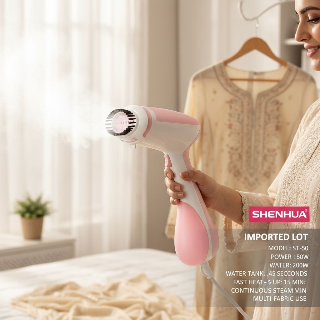 Lot Imported ST-50 Handheld Garment Steamer & Ironing Brush – Pink & White