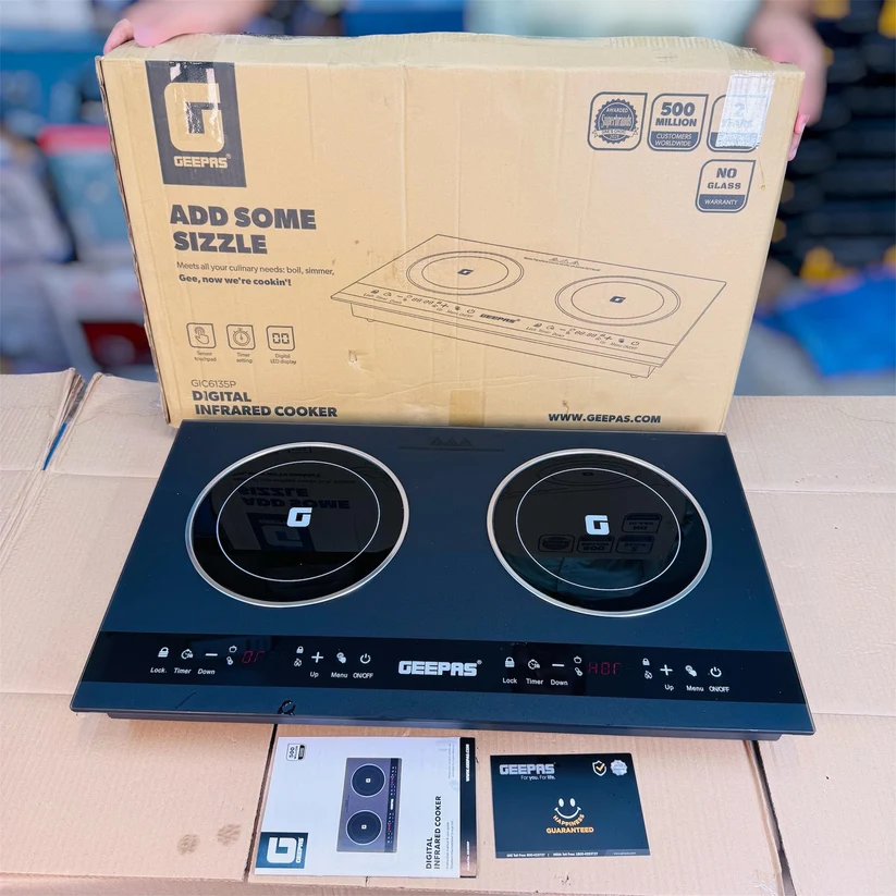 Geepas GIC6135P Digital Infrared Cooker – Double Burner 2200W