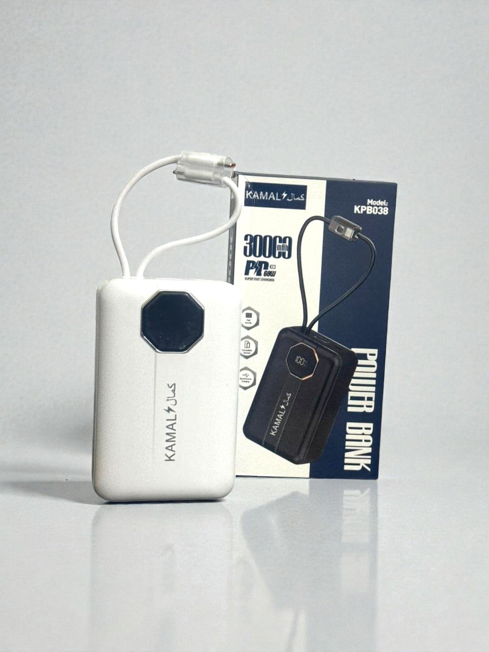 KAMAL Power Bank KP8038 – 30000mAh High-Capacity Fast Charging