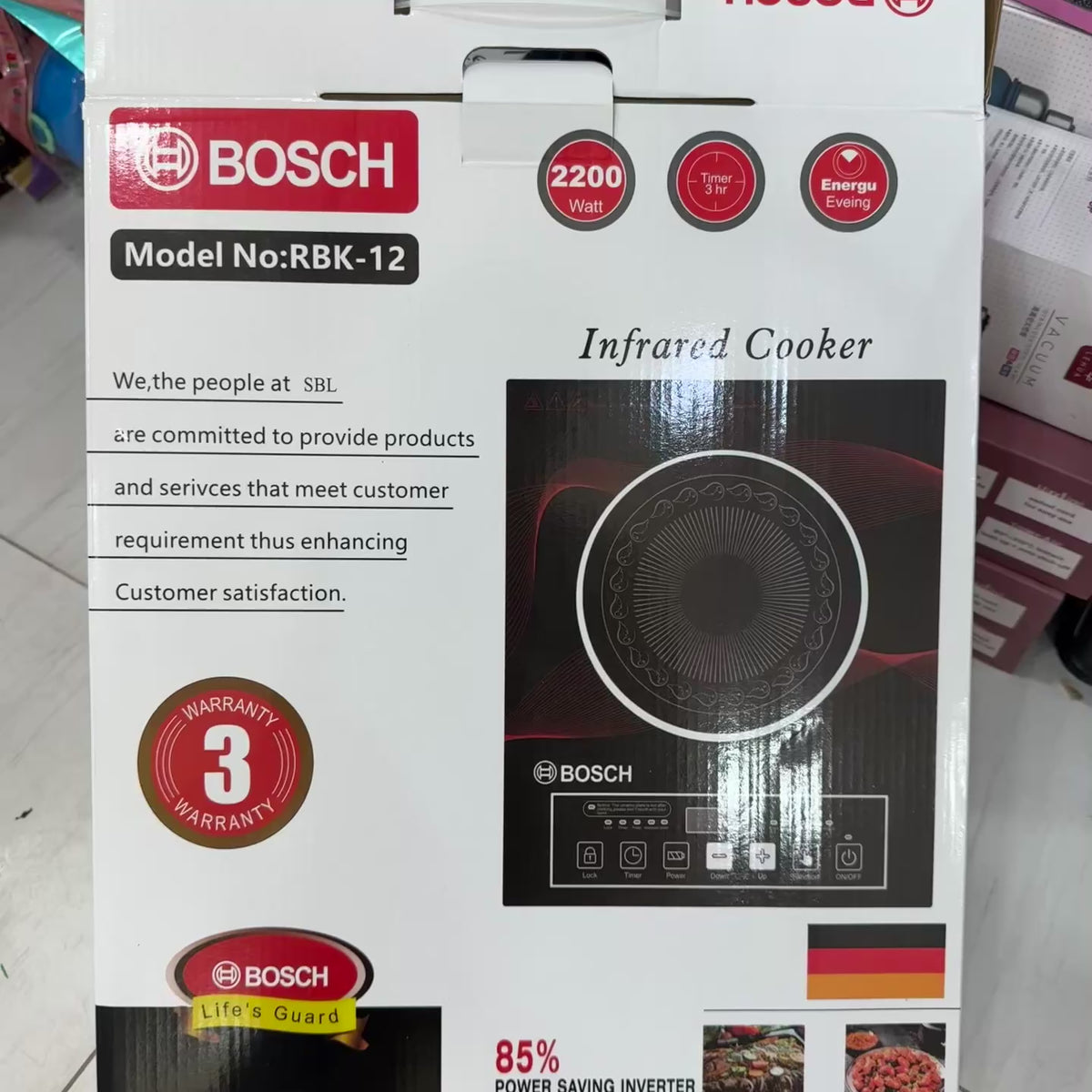 Bosch RBK-12 2200W Infrared Electric Cooker – Energy Saving Hot Plate with 3-Hour Timer