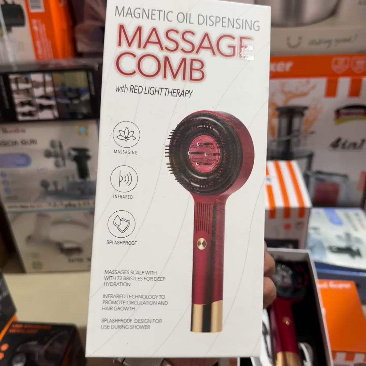 Rechargeable Magnetic Oil Dispensing Scalp Massage Comb with Red Light Therapy – XC-901