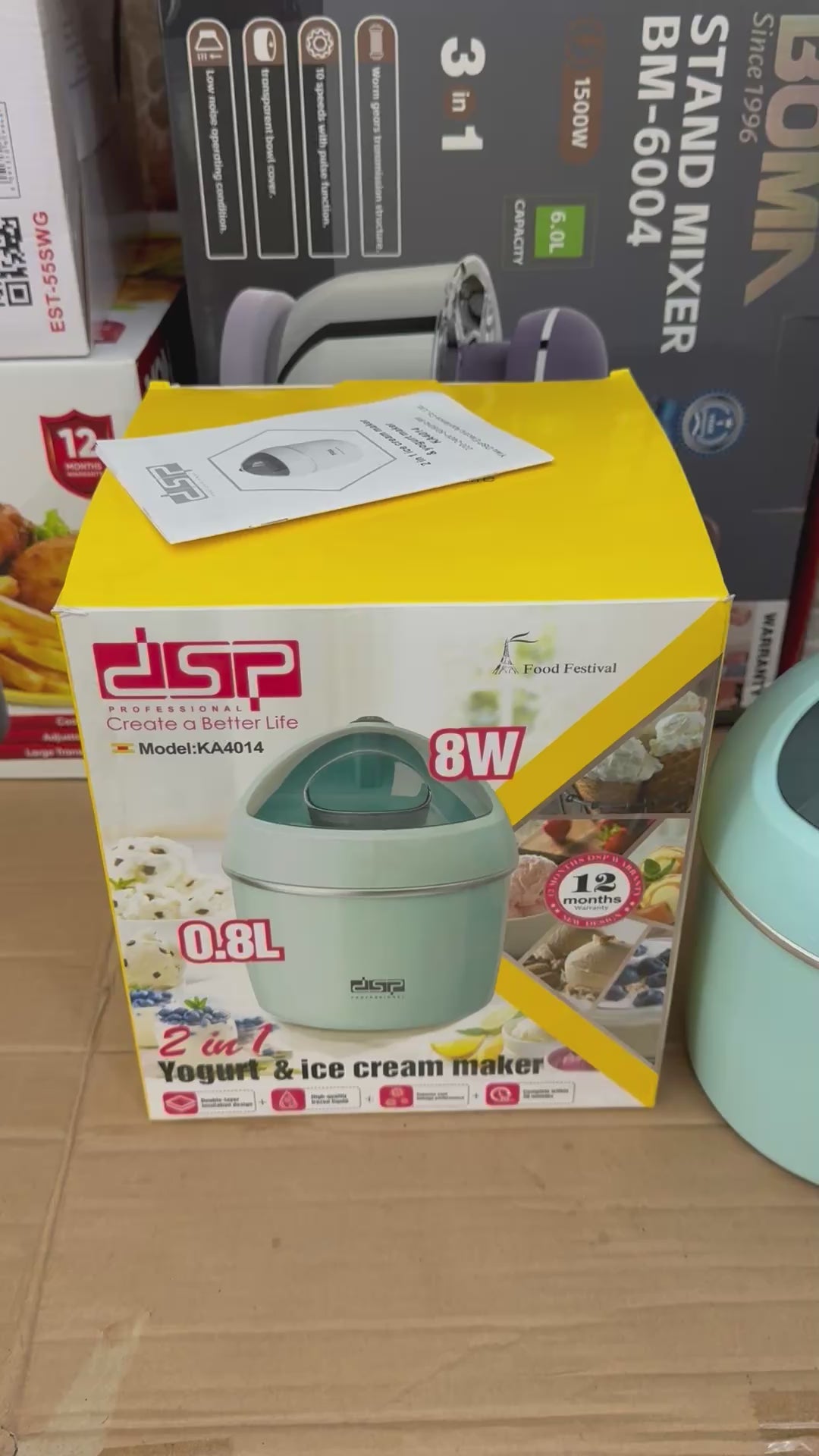 DSP KA4014 2-in-1 Yogurt & Ice Cream Maker | 0.8L Compact Frozen Dessert Maker