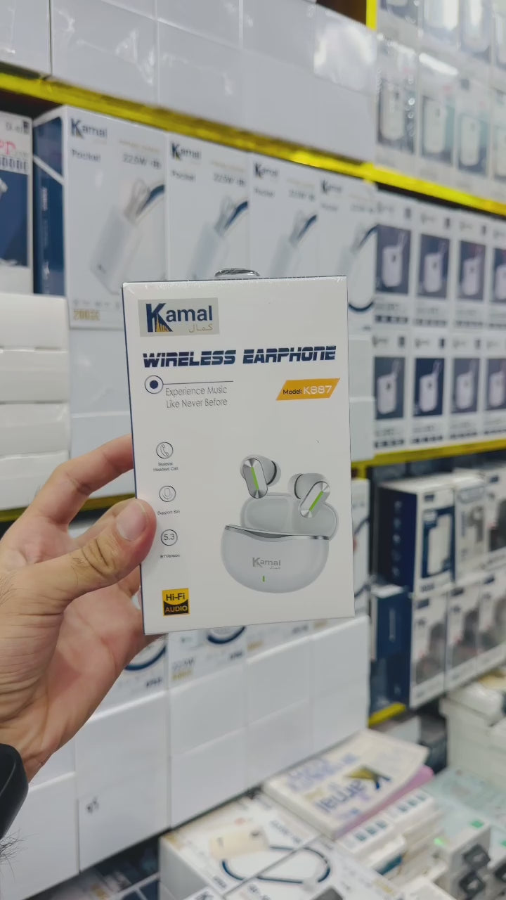 Kamal K887 Wireless Earphones – Bluetooth 5.3 TWS Earbuds with Hi-Fi Audio & Charging Case