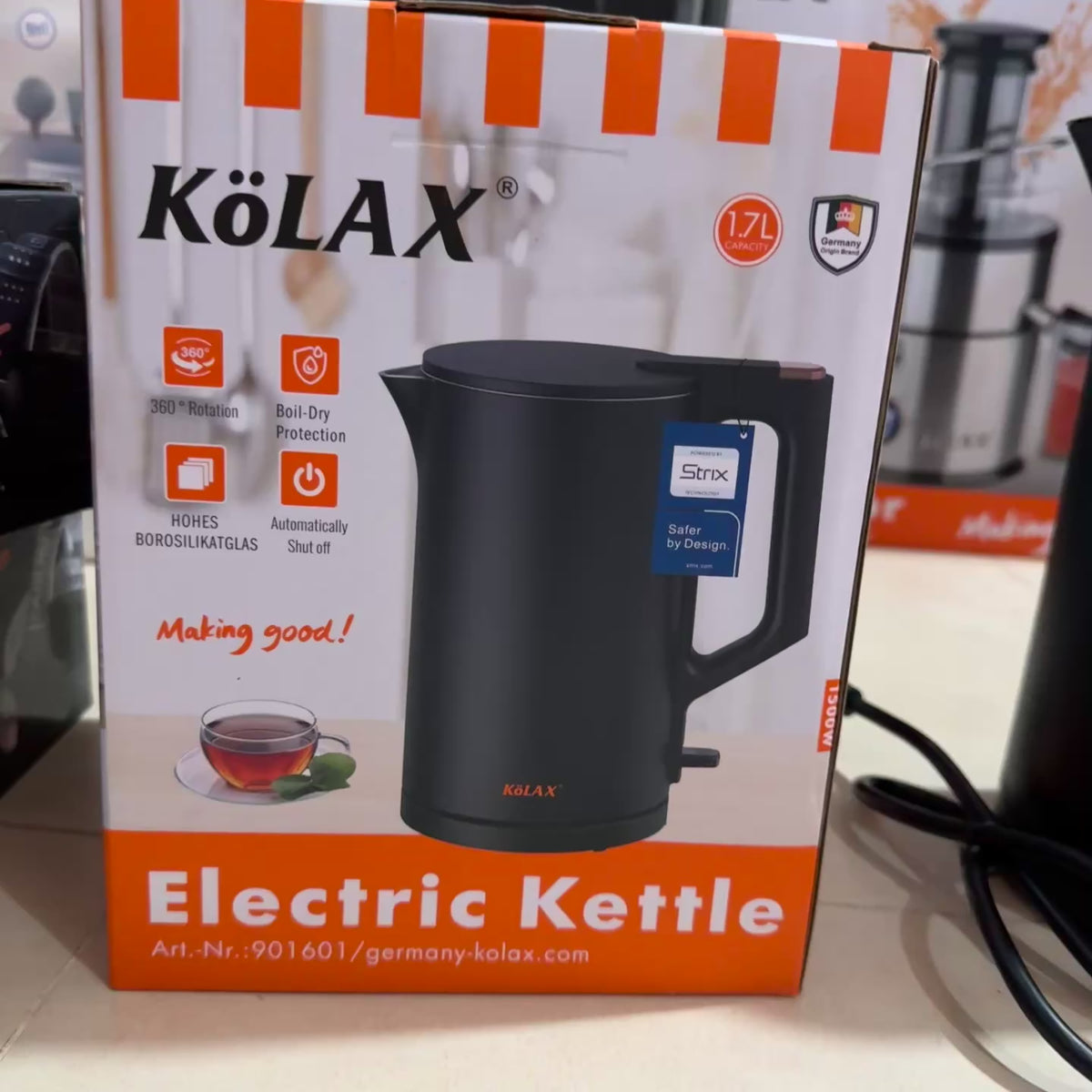 KÖLAX 1.7L Electric Kettle 1500W – German Brand, STRIX Technology