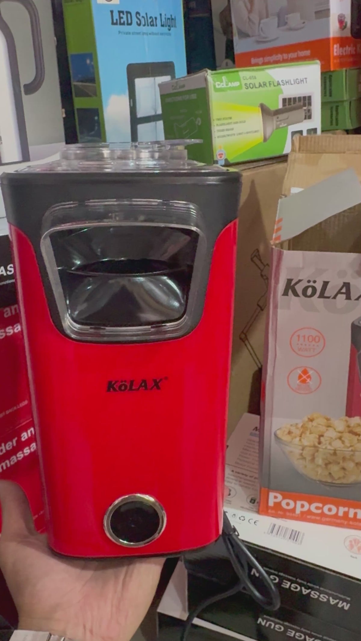KÖLAX Popcorn Maker 1100W – Oil-Free Electric Popcorn Machine | Red