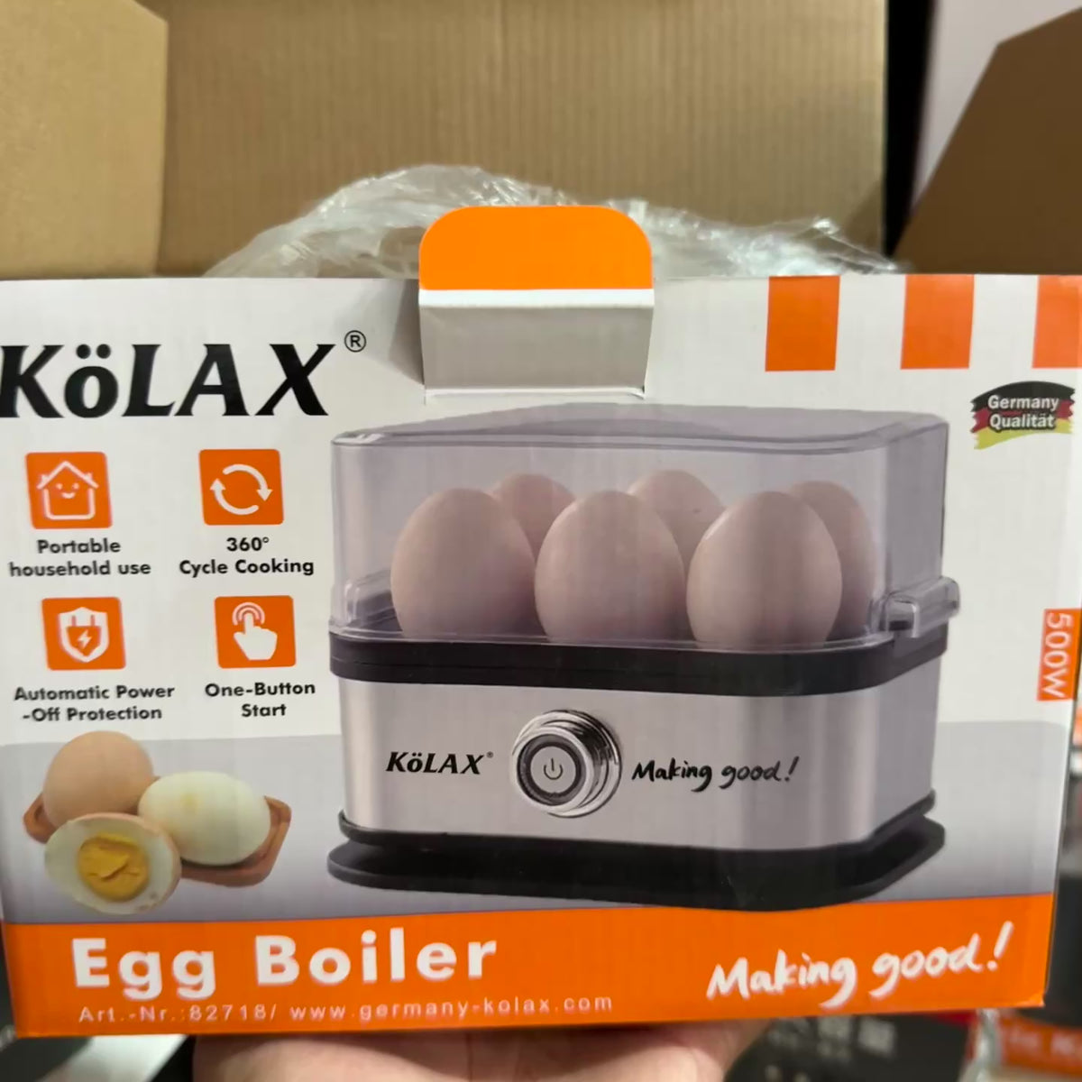 KöLAX 500W Electric Egg Boiler – 6-Egg Automatic Egg Cooker with Stainless Steel Heating Plate